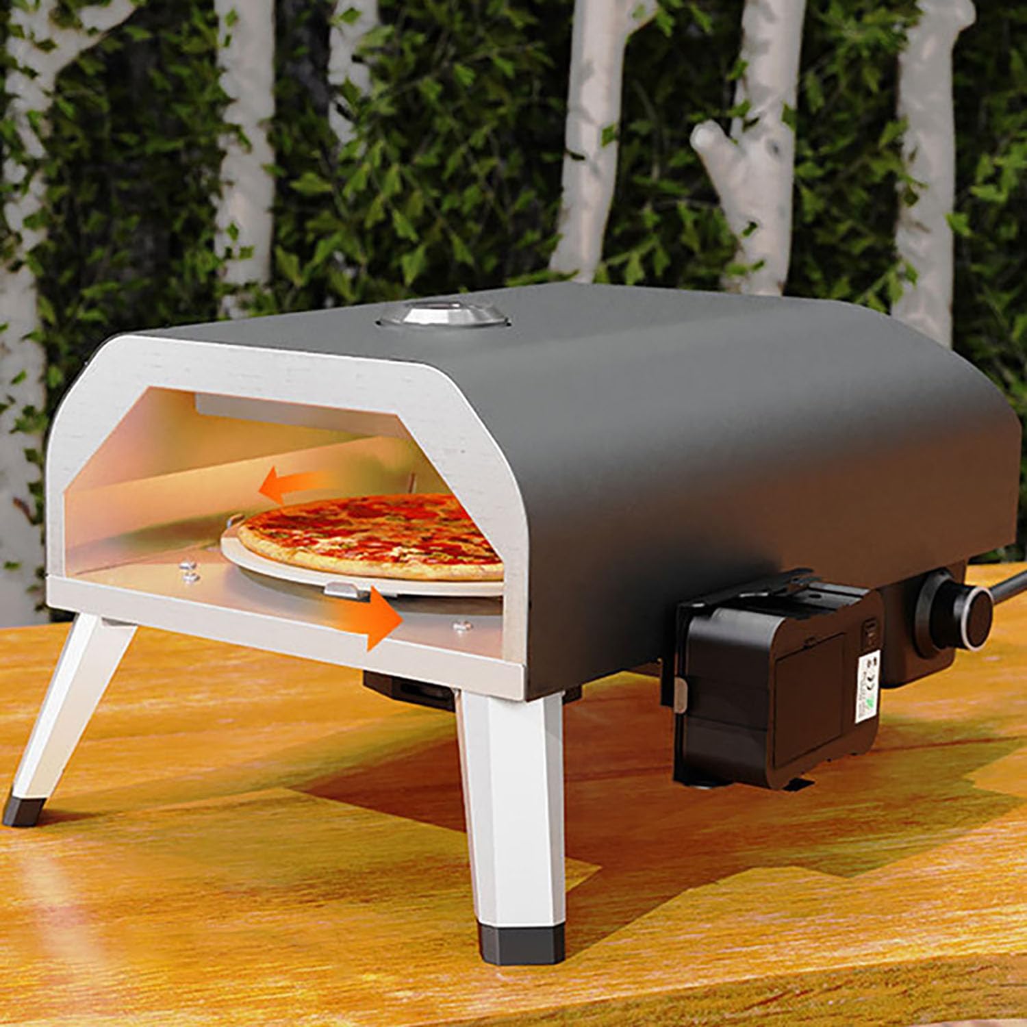 Four à pizza à gaz de qualité commerciale avec pierre 30,5 cm et pieds pliables