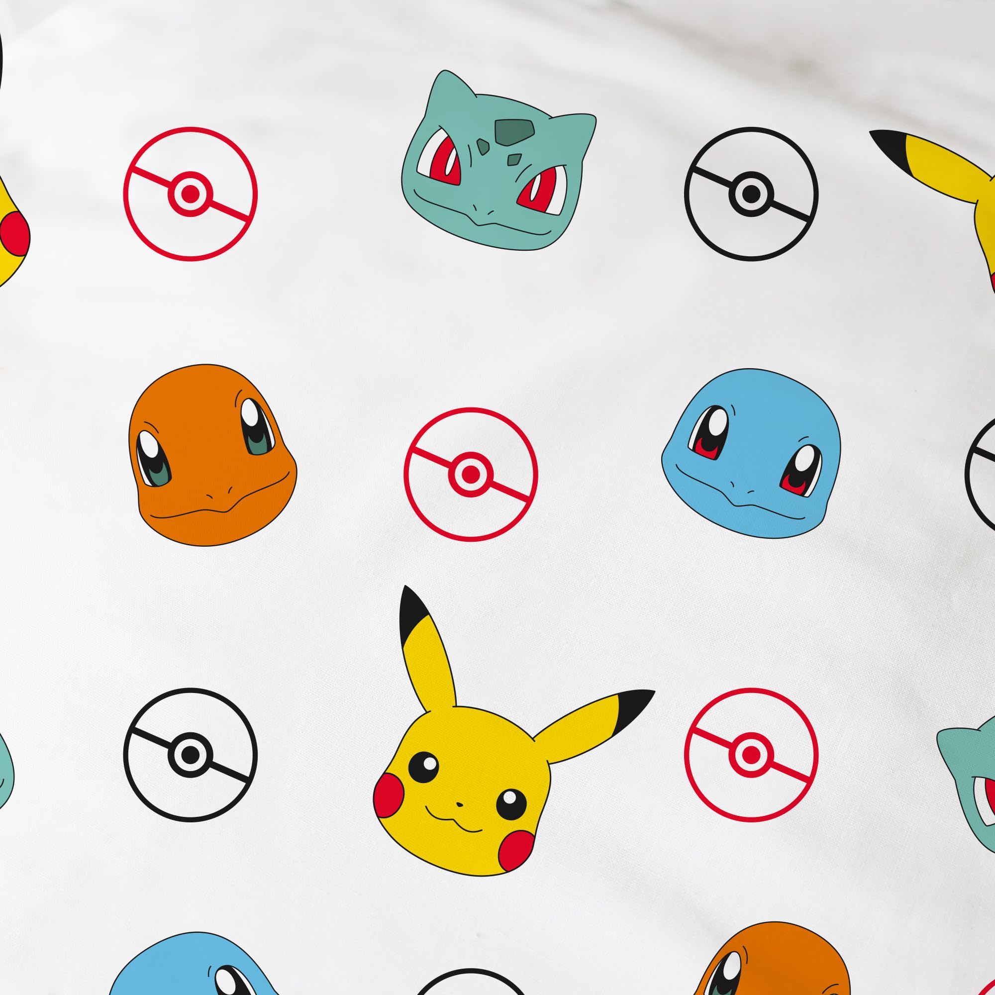 Pokémon Power Parure de lit imprimée 100% Coton - Licence Officielle | Housse de Couette 140x200 cm + 1 taie 63x63 cm | Fermeture boutons | Chambre enfant, lit 1 place | Certification Oeko-Tex
