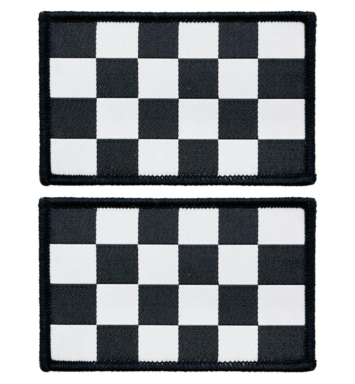 stidsds 2 Pack Black and White Checkered Racing Flag Patch Checkered Racing Flags Embroidered Patches Black and White Flags Military Tactical Hook and