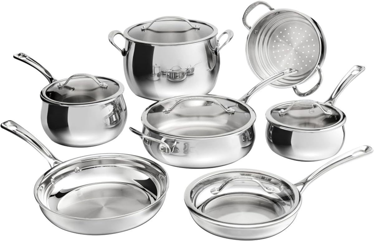 Cuisinart Juego de utensilios de cocina de acero inoxidable de triple capa PureClad™ de 12 piezas, PCT-12