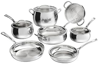 Cuisinart 12-Piece PureClad™ Triple-Ply Stainless Steel Cookware Set, PCT-12 - Amazon product rated Grade A