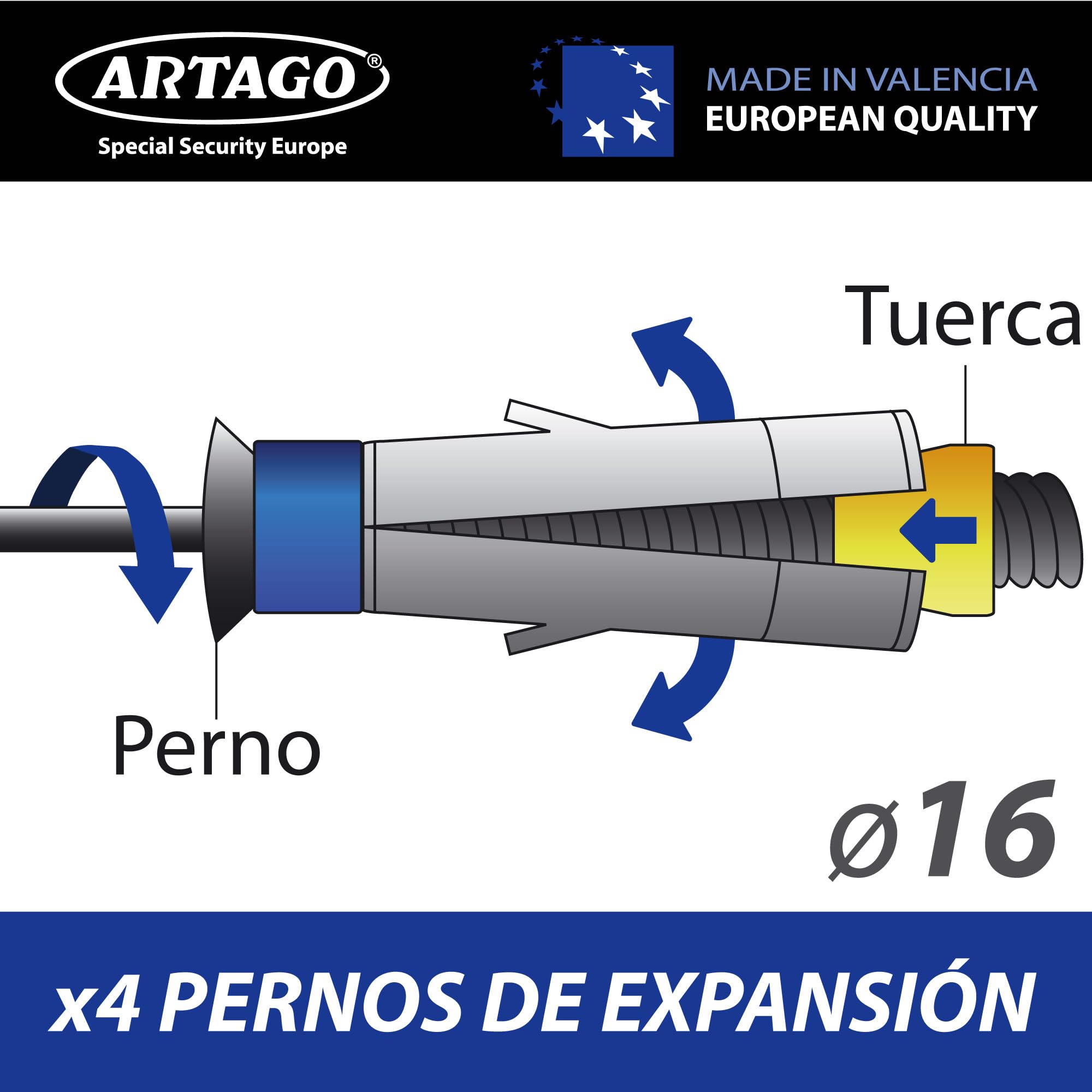 ARTAGO 61 Anclaje Seguridad Alta Gama, El Anclaje Antirrobo Moto Homologado Sold Secure Más Seguro, N1 Test Comparativo, Doble Puente Acero 6+6, Tacos Exclusivos Blindados, Suelo Pared Garaje Parking