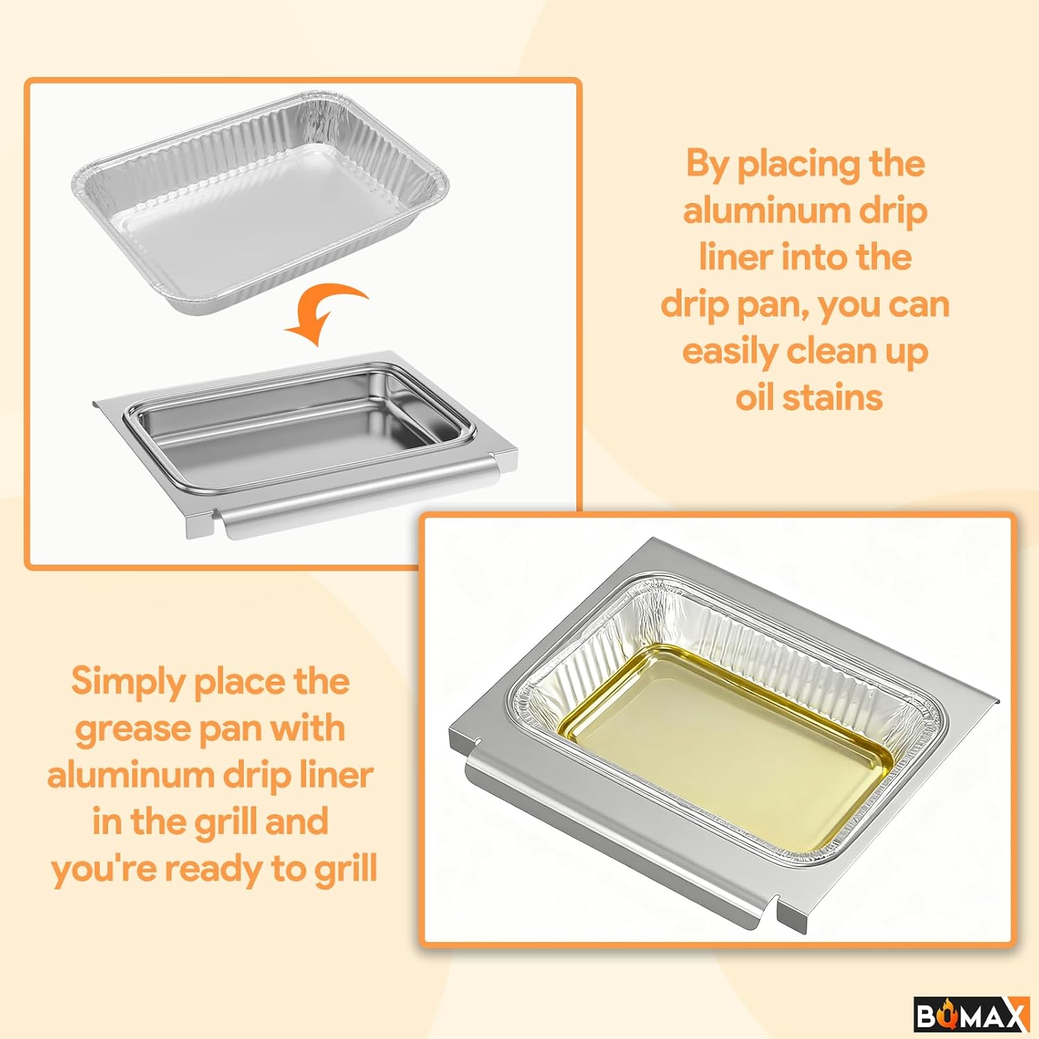 BQMAX 67047 Aluminum Catch Pan Kit for Weber Spirit 200/300 Genesis 200/300 Series, 6415 Grill Drip Pan Liners for Weber Spirit II E-210 E-310 E-330 Genesis II 300 Series Drip Pan for Weber Grease