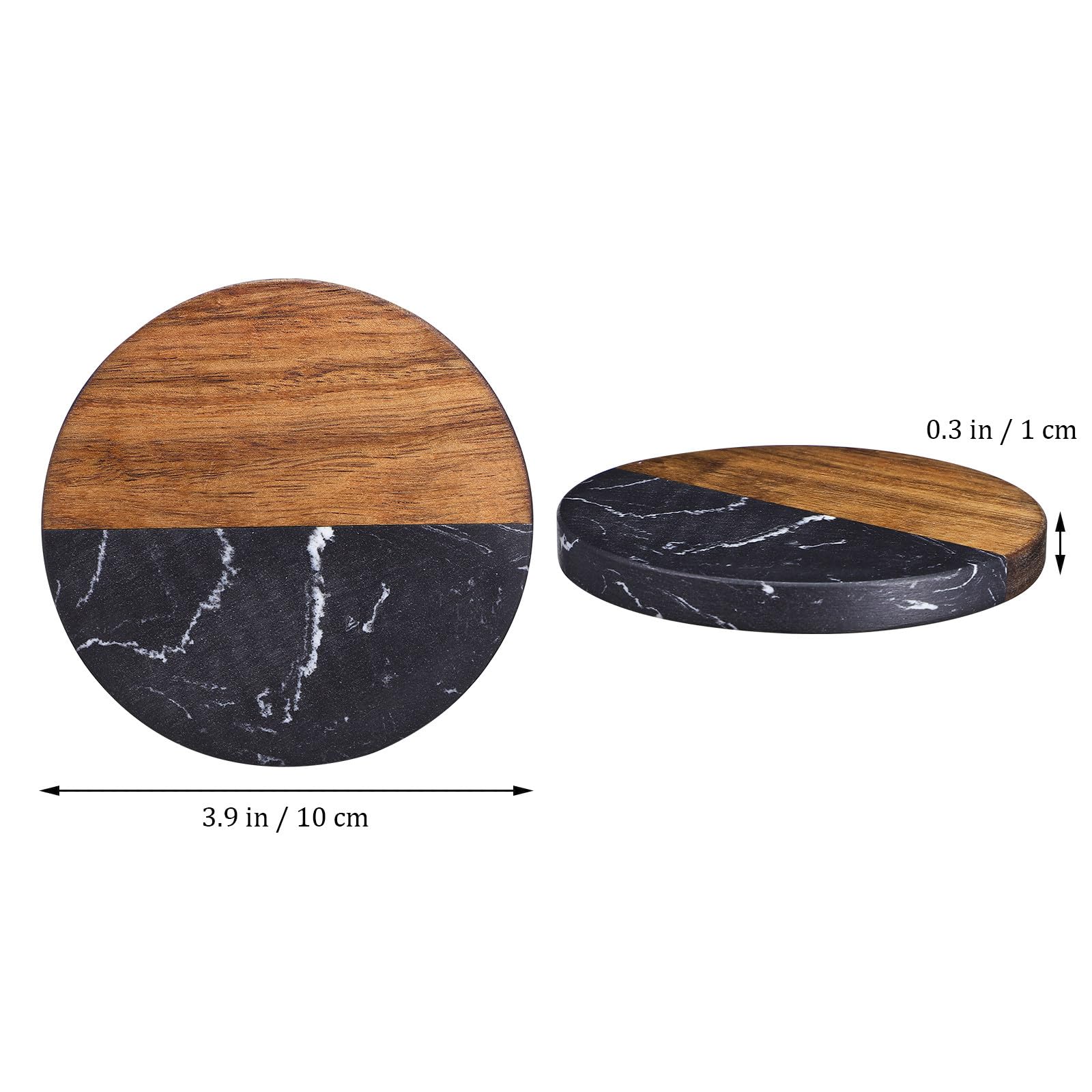 FRCOLOR Set di 4 Sottobicchieri Rotondi in Resina e Legno Stile Giapponese, Resistenti al Calore e Antiscivolo, per Casa, Ufficio e Feste