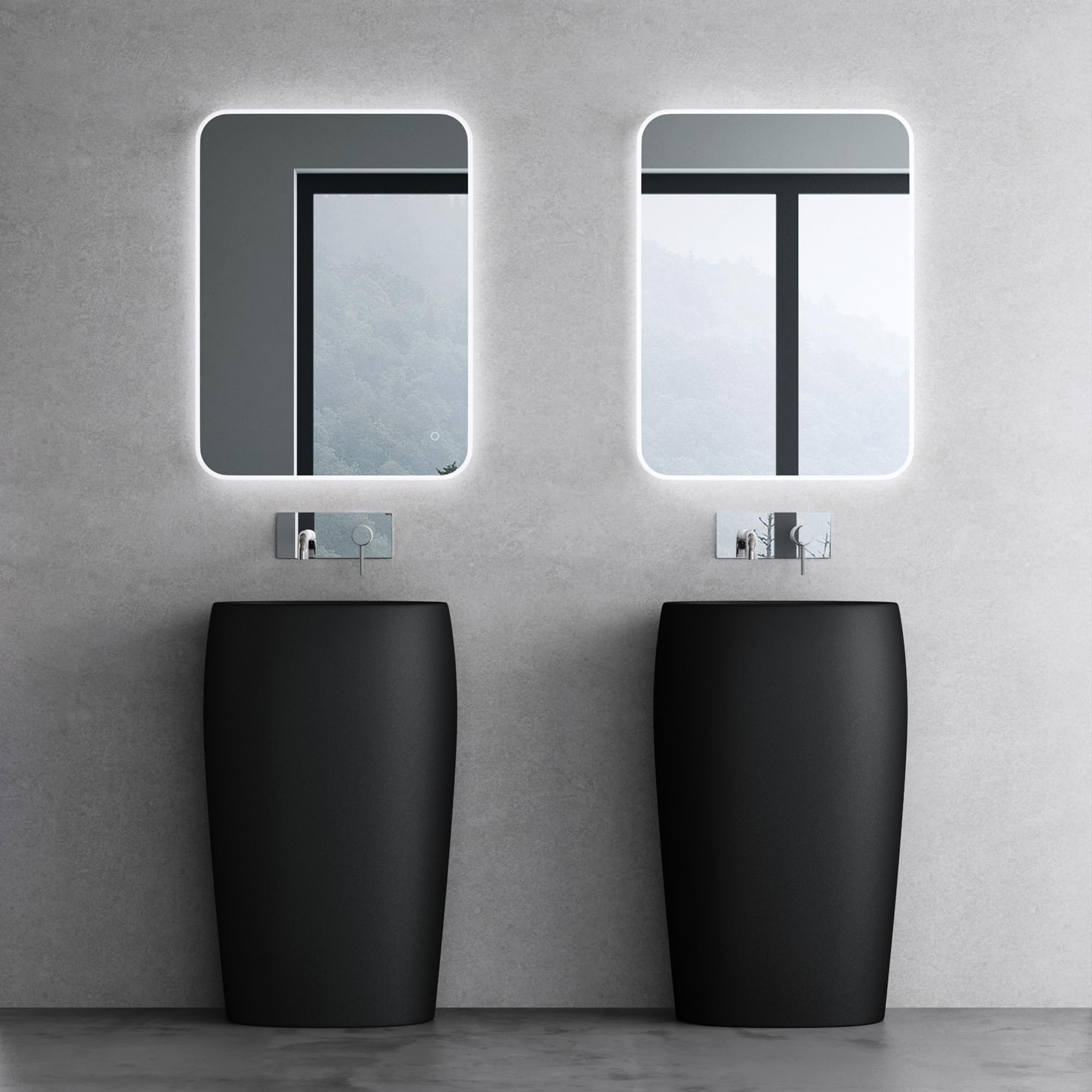doporro Lavabo Colonne Ovale Noir Vasque sur Pied Solid Surface Lave Mains pour Salle de Bain 53,5x36x85cm Colossum32