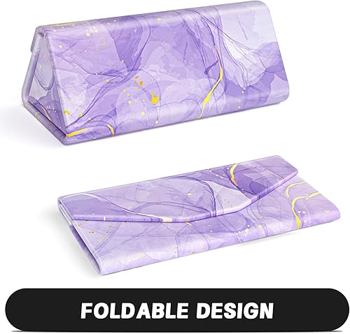 Vista 2 de Estuche para gafas de sol, Estuche para anteojos plegable, Estuche para gafas con carcasa dura de cuero PU magnético plegable, unisex colapsable