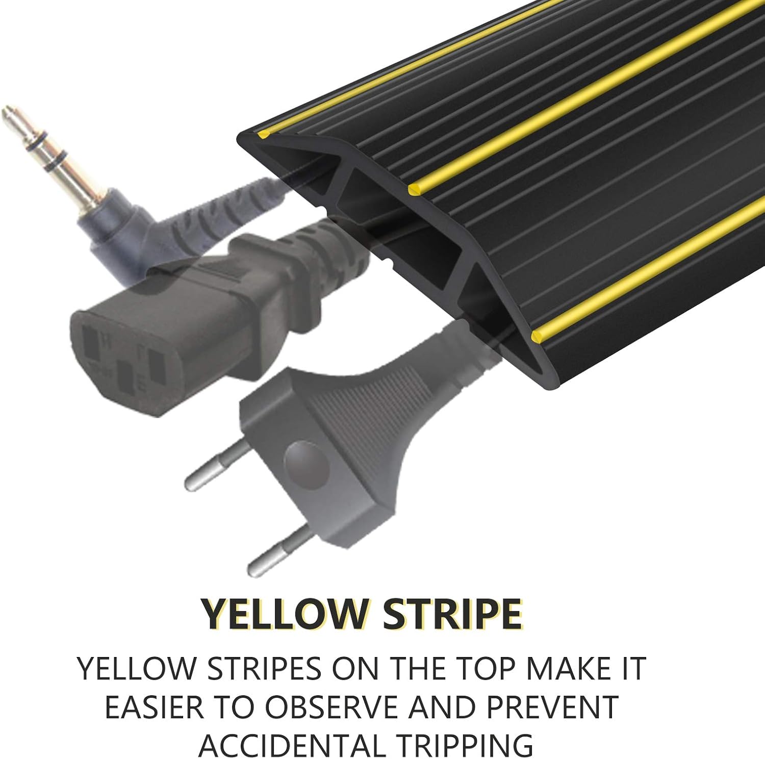 10Ft Cord Cover Heavy Duty Cable Protector 3 Channels Contains Cords, Cables and Wires, Easy to Unroll-Conceal Wires of Home, Office, Warehouse(Black)