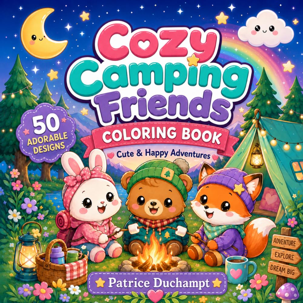Cozy Camping Friends Coloring Book: Cute & Happy Adventures