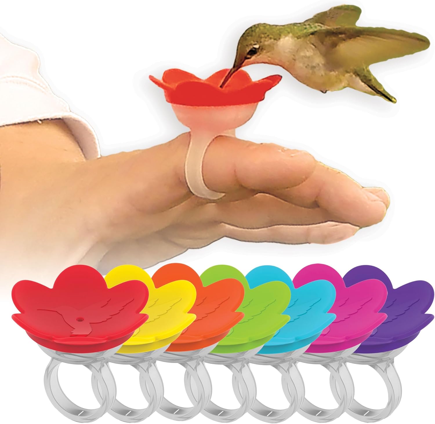 7-Pack - ZUMMR Hummingbird Ring Feeder (Master Collection) - Hand Feed Hummingbirds Right in Your Backyard. Get up Close and Personal with Nature. Proudly Made in the U.S.A. - THE Original