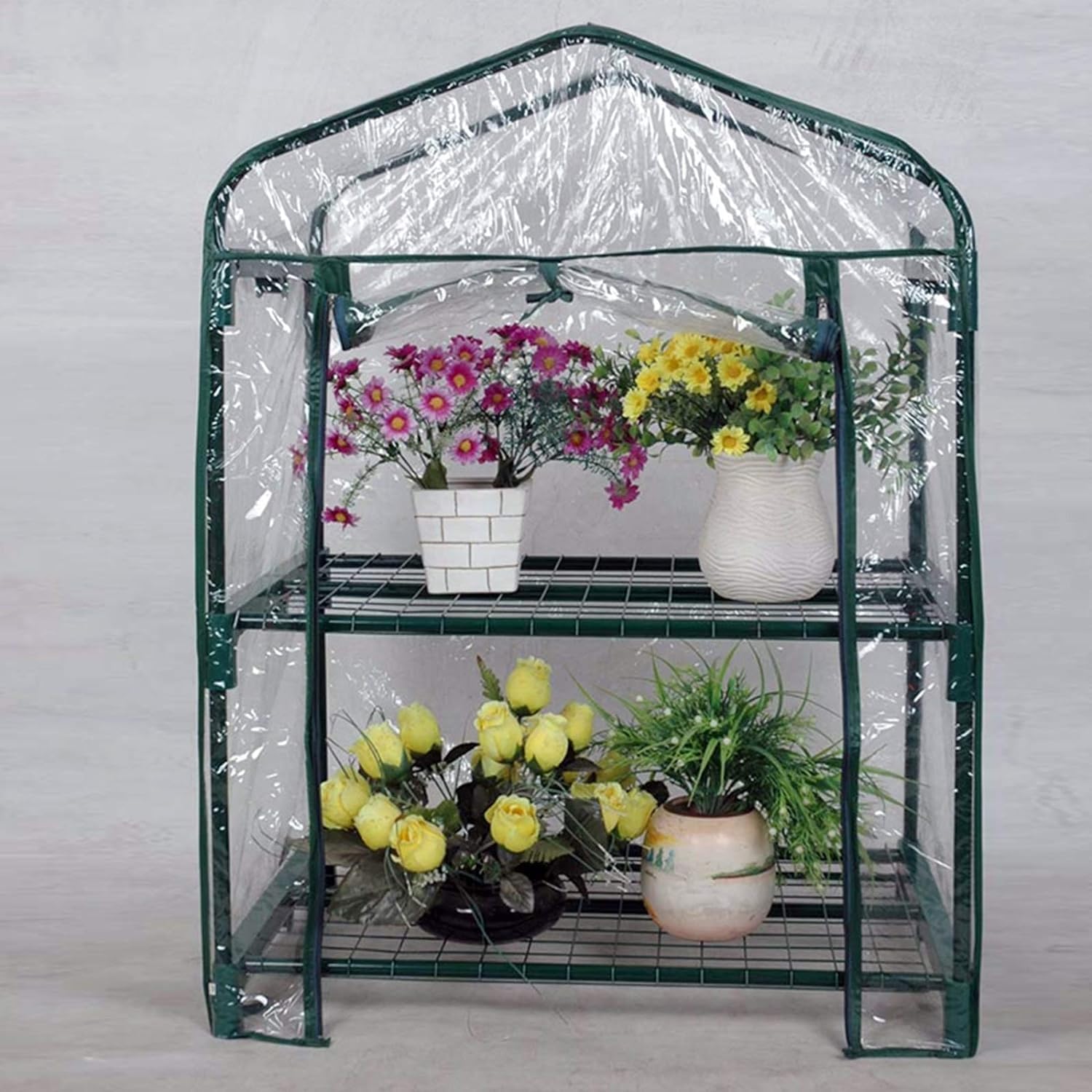 Avilia Serra da Balcone e Giardino a 2 Ripiani con Copertura Removibile - Compatta 69x49x93 cm, Montaggio Facile, Struttura Durevole e Resistente per Piante, Fiori