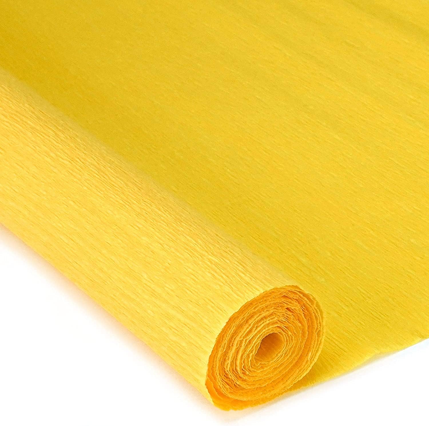 3A Featuretail 8ft Length/20in Width Crepe Paper Roll/Wrinkled Paper for Flower Making, Bouquet Wrapping and Craft (Yellow, 2 Roll)