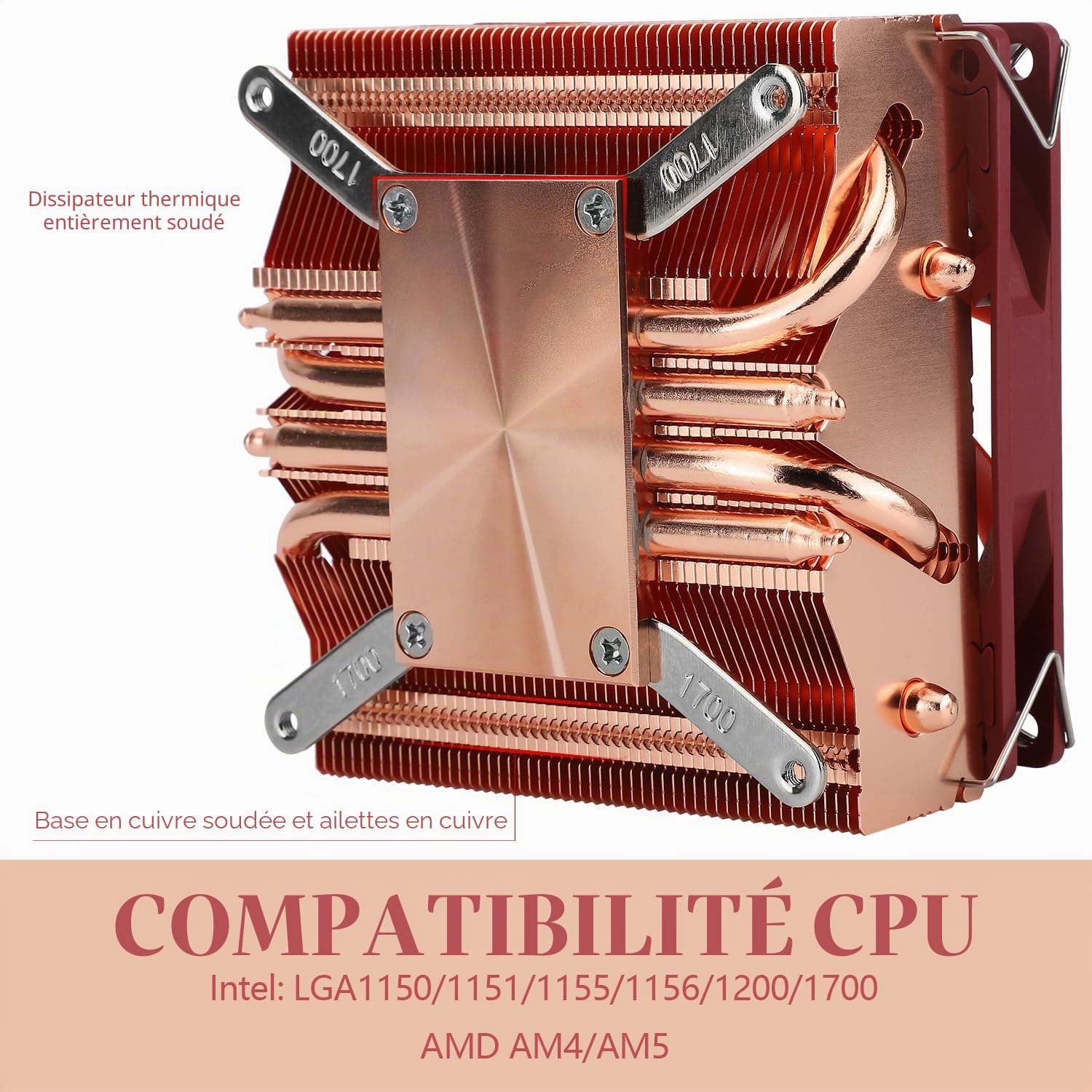 Thermalright AXP90-X53 Refroidisseur d’air complet à profil bas pour processeur ITX,hauteur 53mm,ventilateur PWM mince TL-9015R,pour AMD AM4 AM5/Intel 1700/115X/1200 (version en cuivre pur)