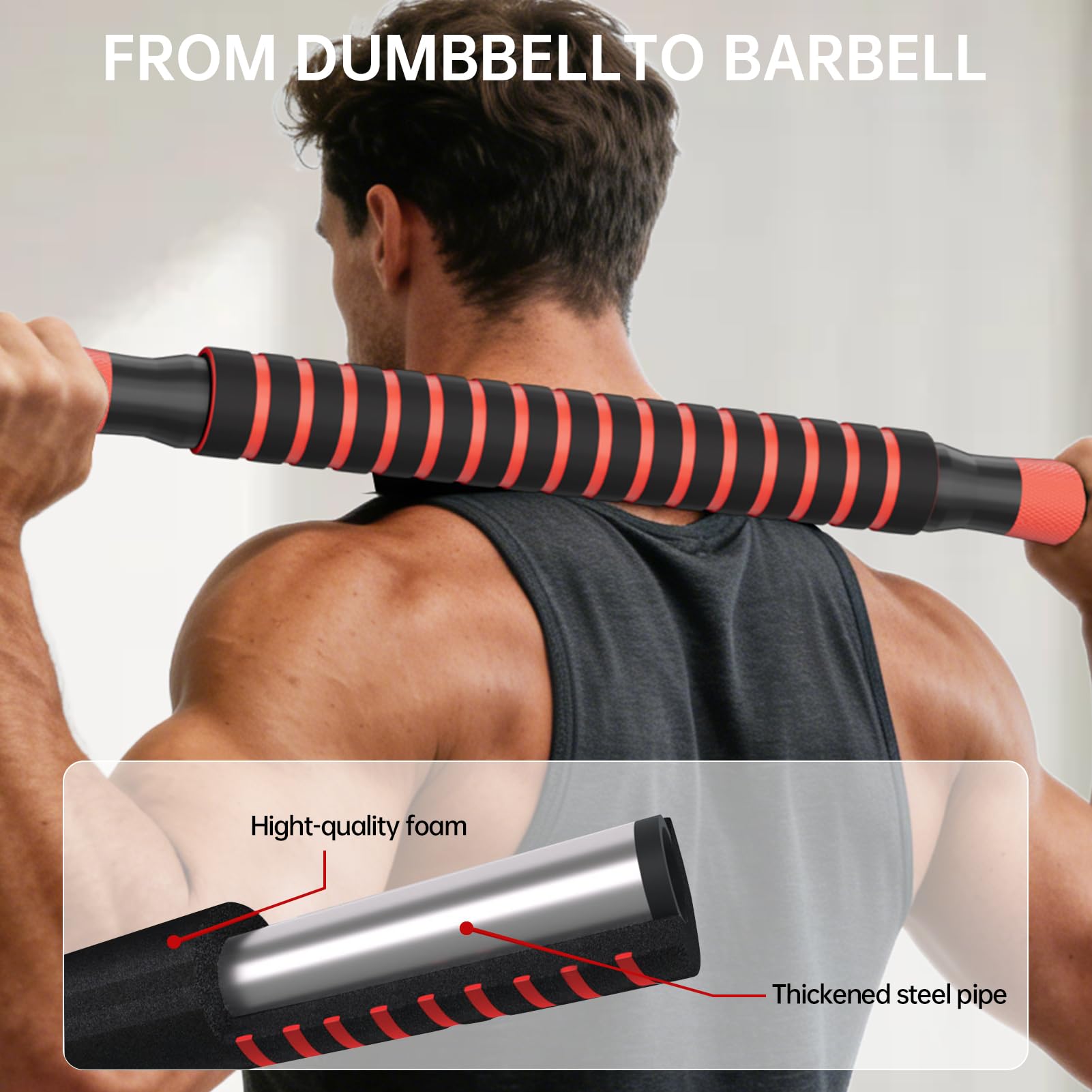 Hanteln-Verstellbar-Set, Kurzhanteln Schwarz 2er Set, Gewichte Hantel Kraftraining kann als Langhantel Verwendet Werden, für Männer und Frauen, 2 in 1 Kurzhantel Fitness Handgewichte, 10/15KG