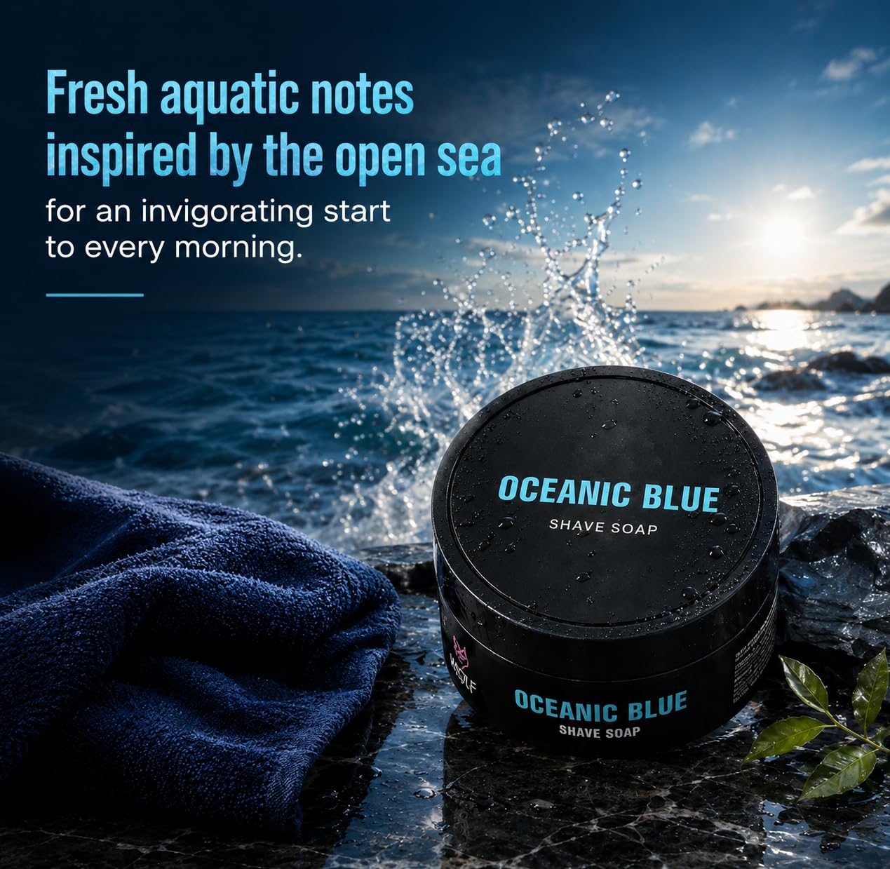 Pink Woolf Oceanic Blue Shaving Soap for Men | Wet Shave Soap with Rich Creamy Lather & Smooth Razor Glide | Safety Razor & Shaving Brush Soap | Fresh Aquatic Fragrance | 50g 4
