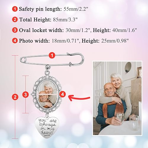 Miniatura 2 de Zysta Ramo de boda personalizado para fotos, recuerdo conmemorativo, broche, imagen, regalo de recuerdo personalizado para boda, madre de novia o