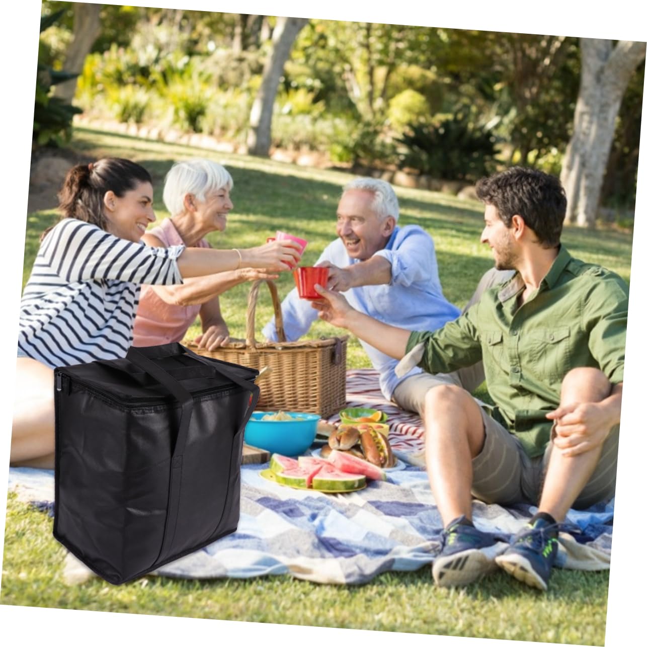 Cabilock 3 Pz Borsa Isolante in Foglio Di Alluminio Non Tessuto Sacchetti Della Spesa Riutilizzabili Da Cucina Borse Termiche Per Il Trasporto Di Alimenti Viaggio Tessuto Non Tessuto Black