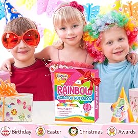 FEREDO KIDS Party Favors for Kids: 4 Pack Rainbow Scratch Art Notebook Students Classroom Gifts Bulk for Girls Boys Goodie Bags Stuffers, Return Gifts for Birthday Party Favors Bulk Kids Crafts