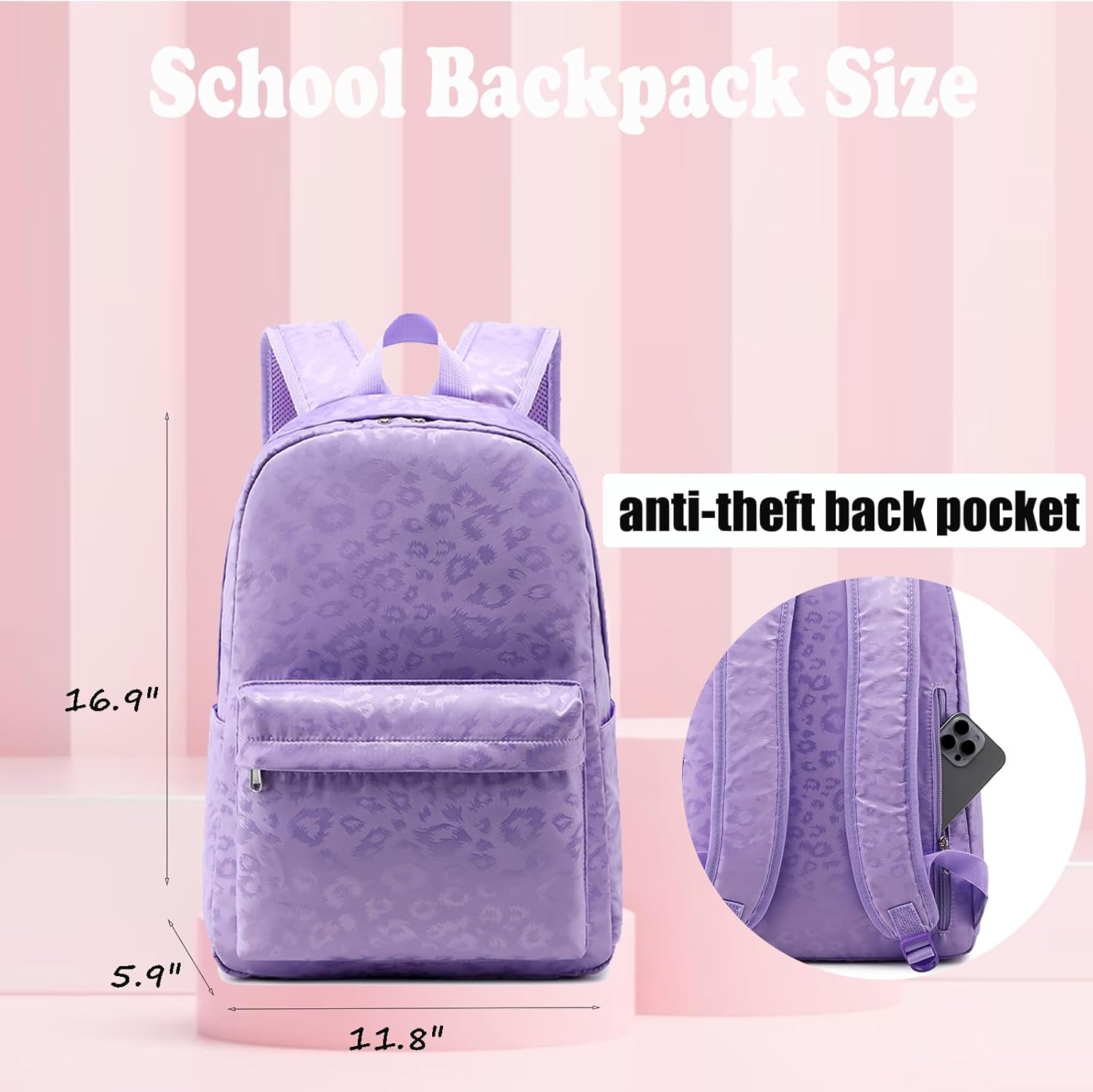 Girls Backpack School Backpack for Girls Backpacks for Elementary Middle School Bag for Kids Bookbag Teen Girl Backpacks,Leopard - Image 4