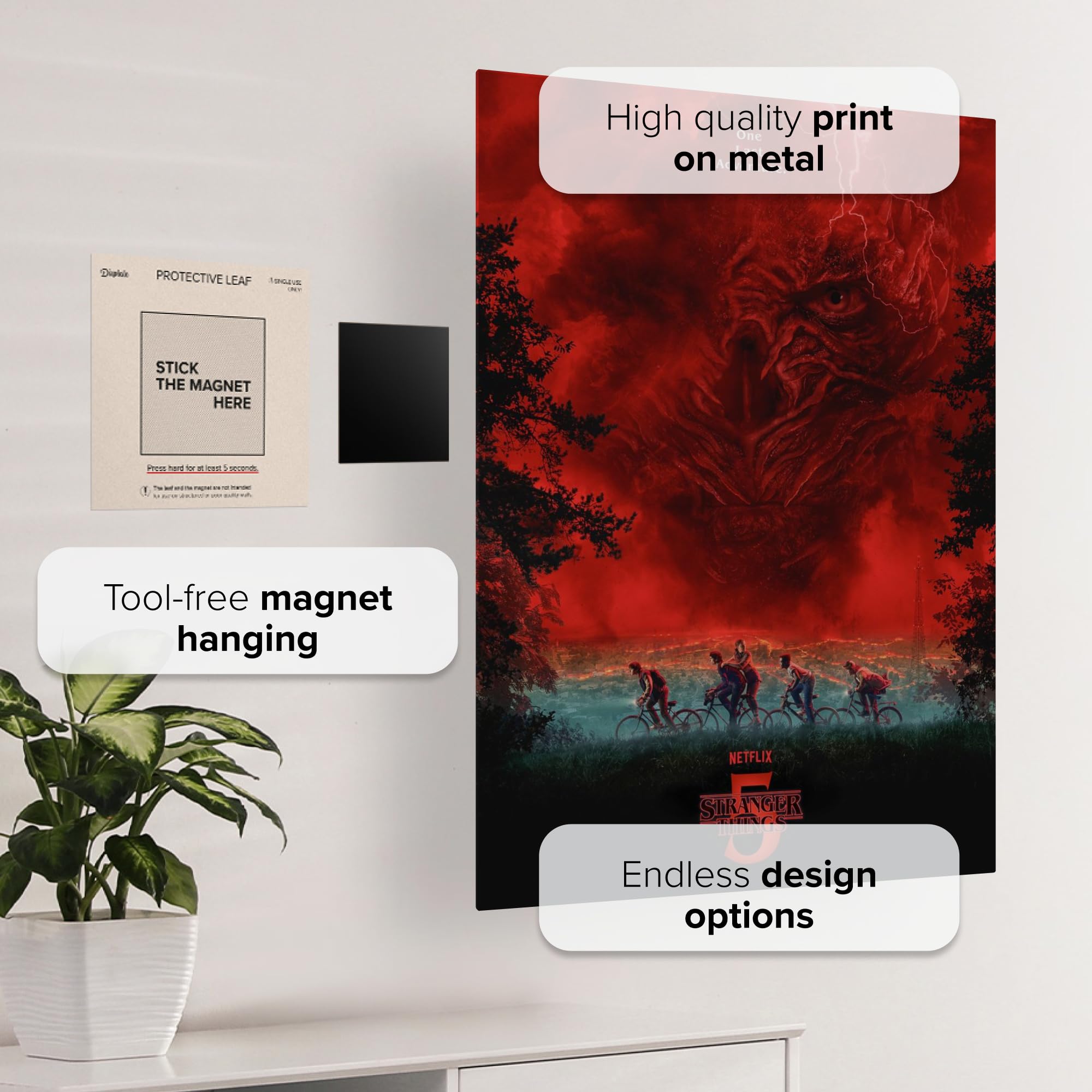 Displate Metallposter Stranger Things 5 Plakat - The last adventure - Wandbilder Spielzimmer Bilder Deko Schlafzimmer - Geschenk - Wanddeko Metall Poster 32 cm x 45 cm
