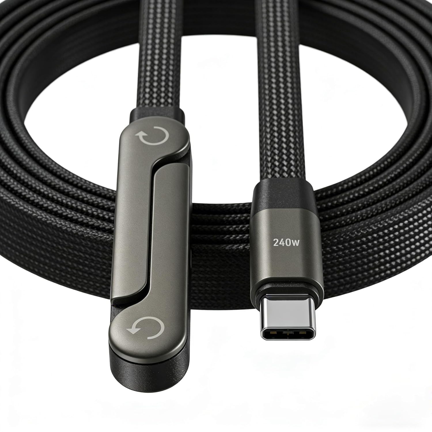 240W Type C to Type C PD Cable For vivo Y200 (Global) Fast Charging Cable, 1.5M with Foldable Invisible Multi-Angle Adjustable Stand Multi Charger Cord (Black SE,A1)-image-25