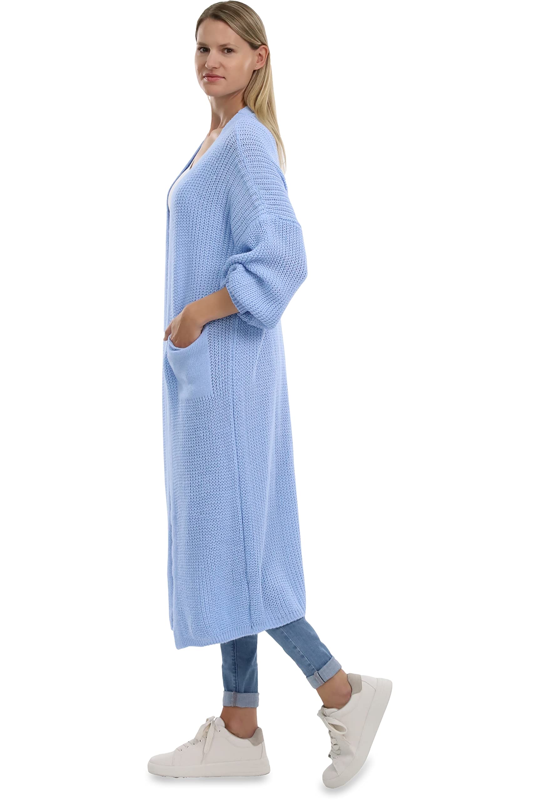 Malito Damen Strickmantel | schicker Cardigan | Moderne Wollmantel | Lange Strickjacke - Oberteil 3151