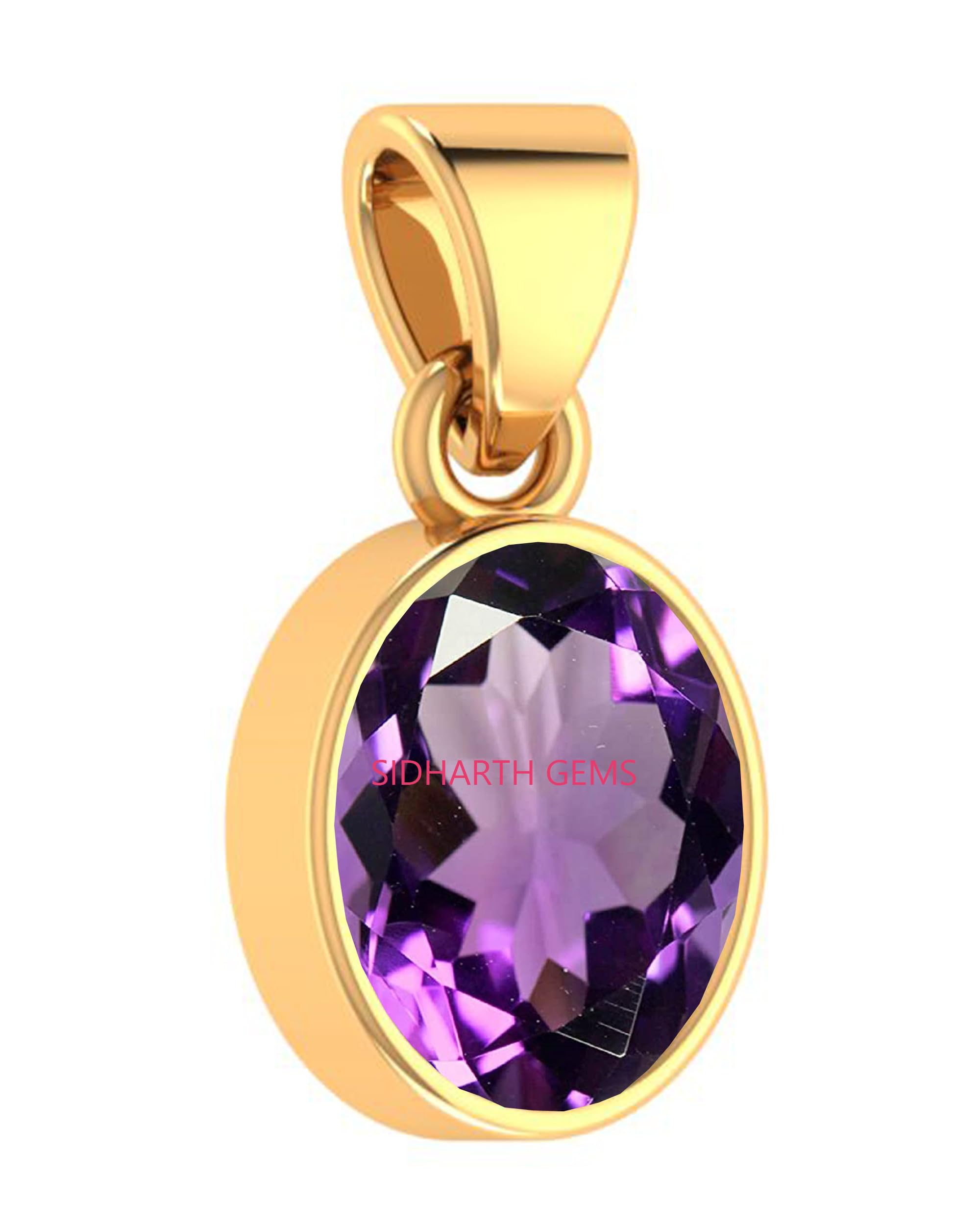 kushmiwal gems 12.25 Ratti 11.00 Carat Natural Amethyst Square Shape Gold Plated Pendant/Locket for Men and Women-picture-4