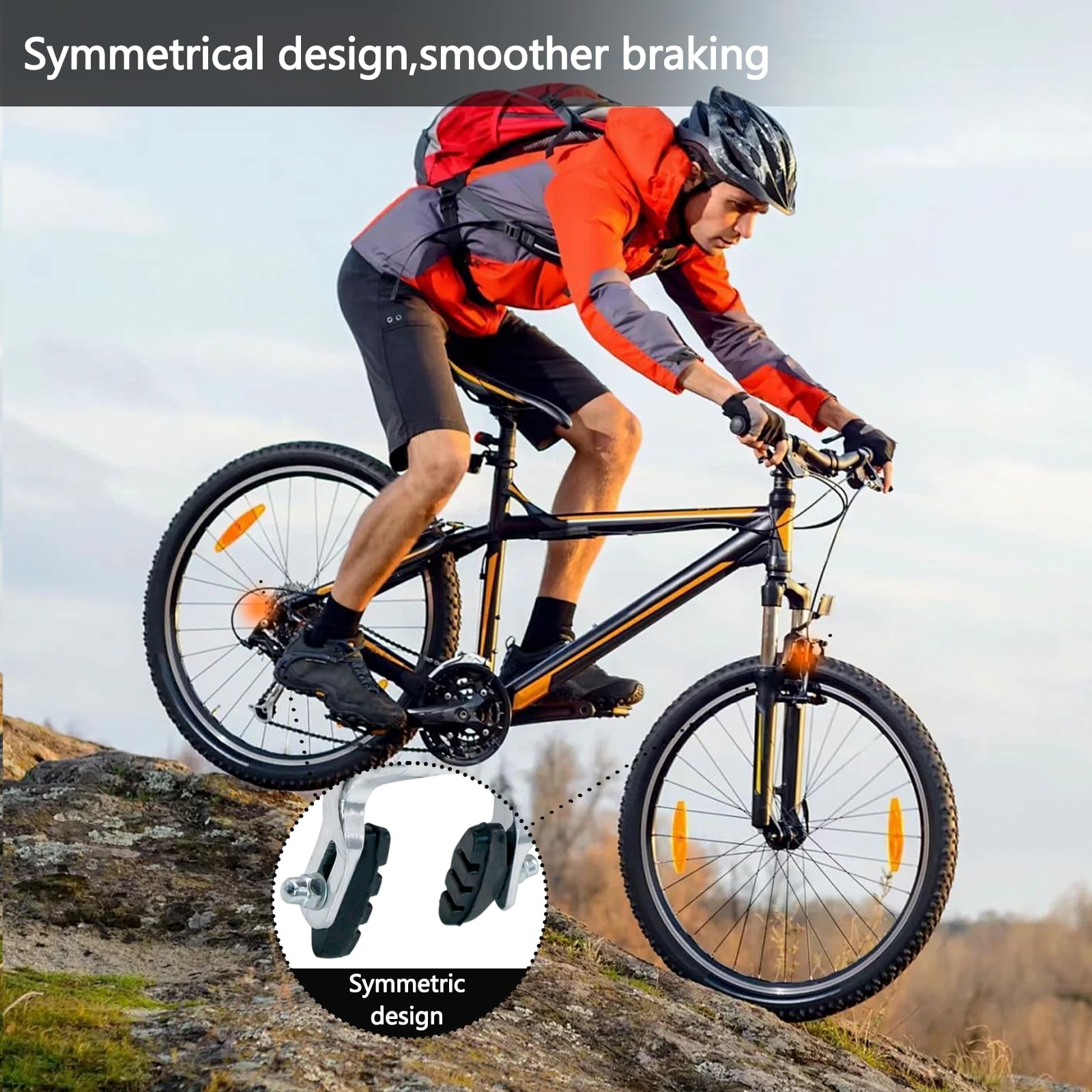 Zestaw 2× Aluminiowe Szczeki Hamulcowe C-Brake do Roweru Szosowego i Fixie, Przód i Tył, Srebrny, Mechaniczny Hamulec z Żywicznymi Klockami – Lekkie i Trwałe Akcesoria Rowerowe