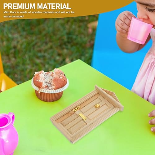 Miniatura 3 de Puerta de casa de muñecas, mini puerta a escala 112, se adapta a muebles de casa de muñecas de madera, puertas de madera sin pintar para bricolaje,