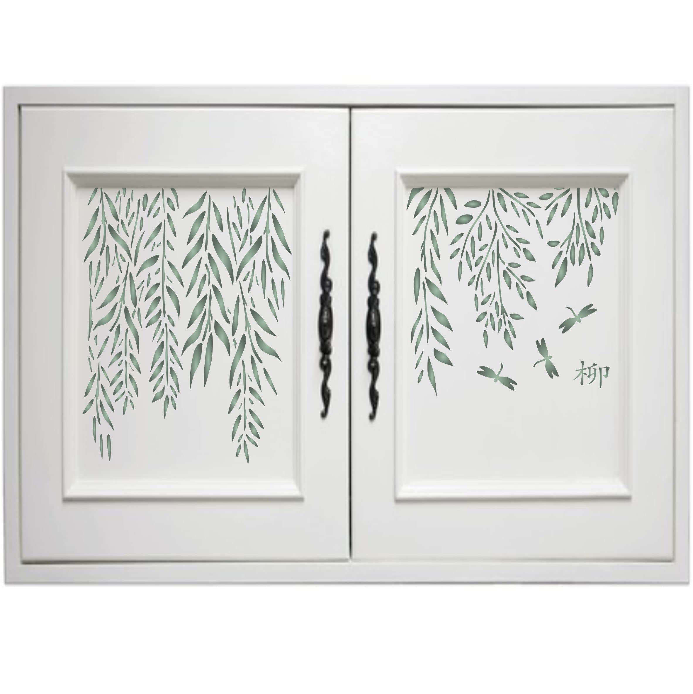 Pochoir feuilles de saule pour peinture murale grand pochoir saule pleureur 2 pièces L