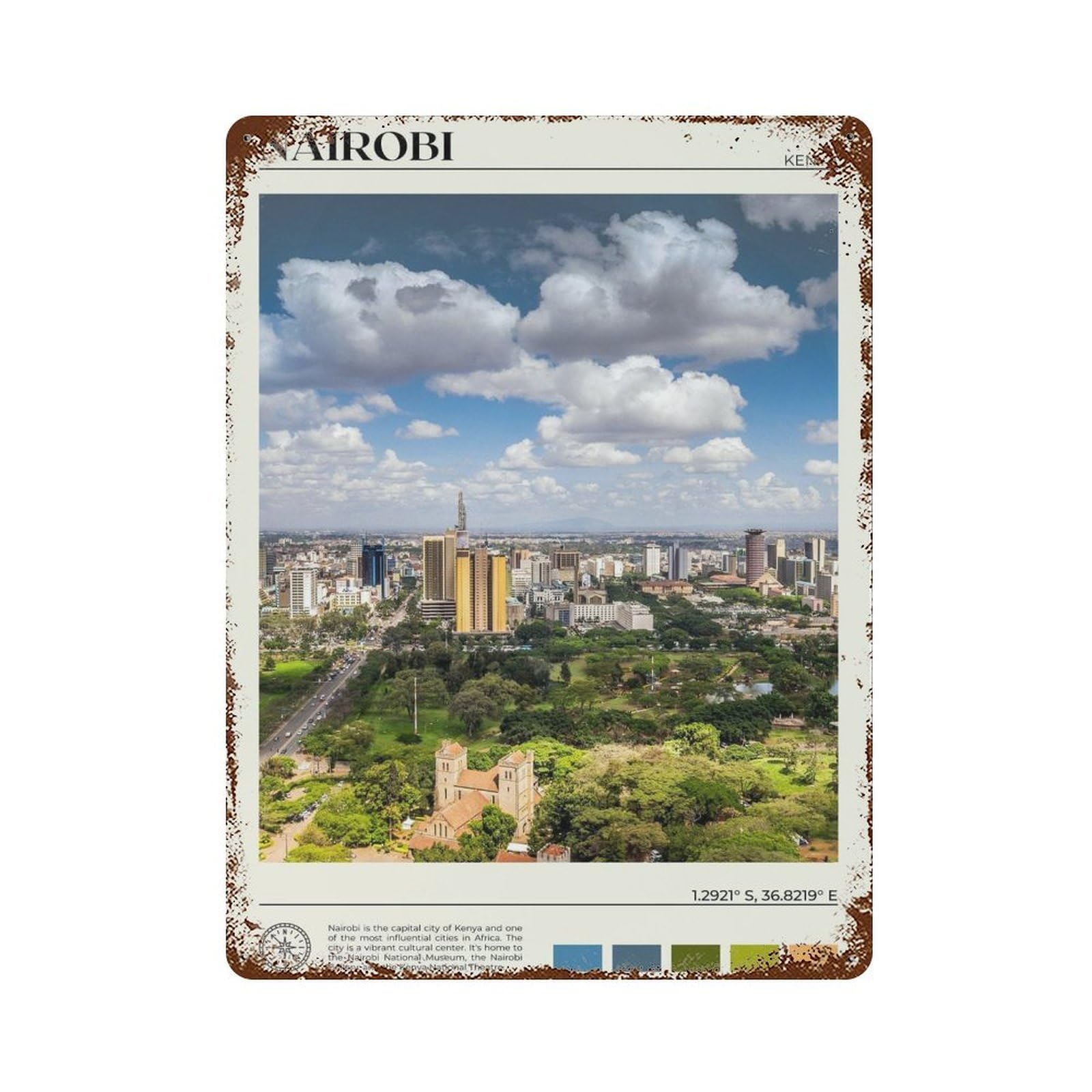 xiaoxiaoshen Real Photo Nairobi Decor Kenya Africa Wall Decor Art Metal Tin Poster Modern Home Decor Art Home Bar Shop Decorations Vintage Sign 40x30cm