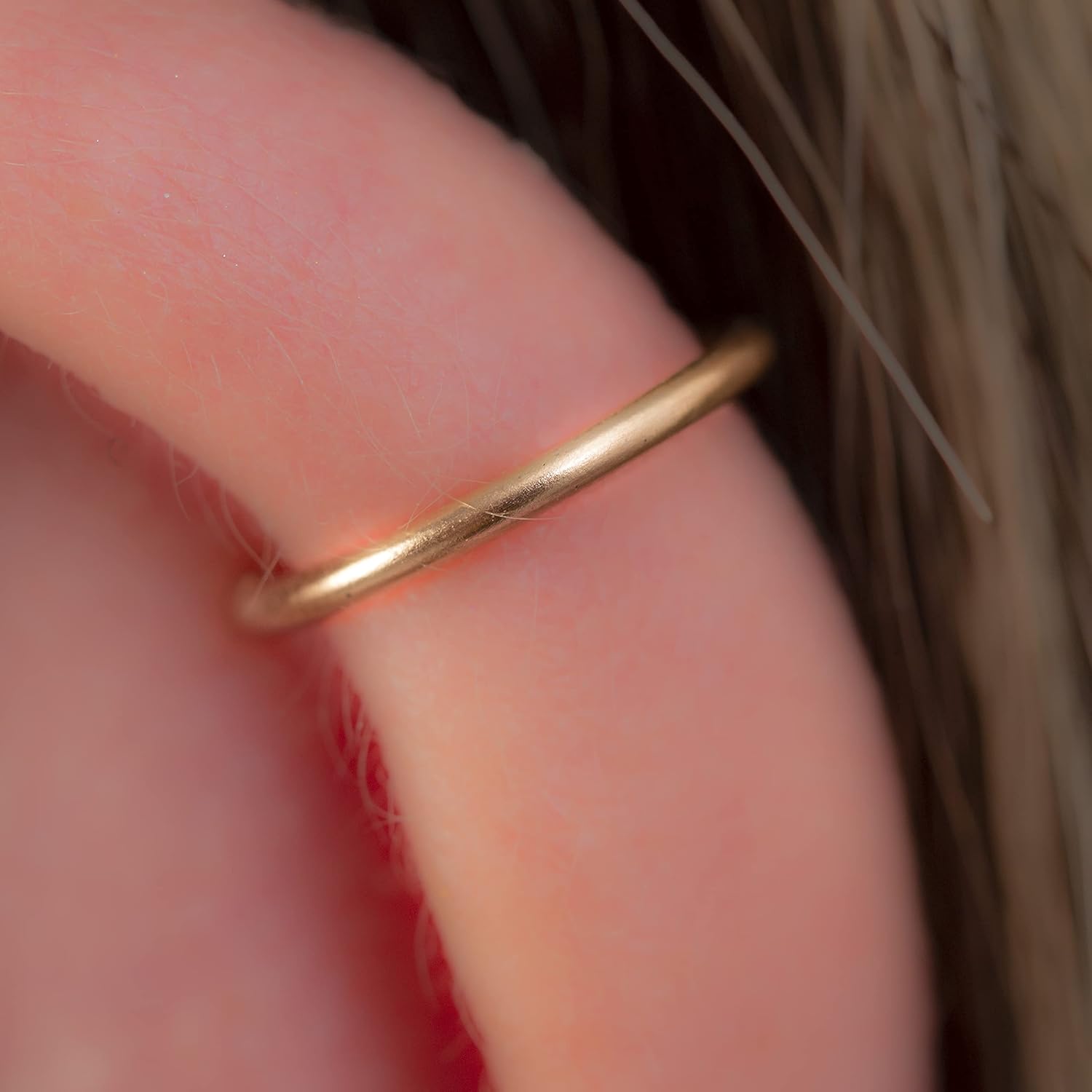 Thin Gold Helix Earring - 18 Gauge Gold Filled Simple Cartilage Hoop Piercing - 7mm Tiny Helix Jewelry - Handmade Body Jewelry for Women - Gold Cartilage Piercing Jewelry - Image 2