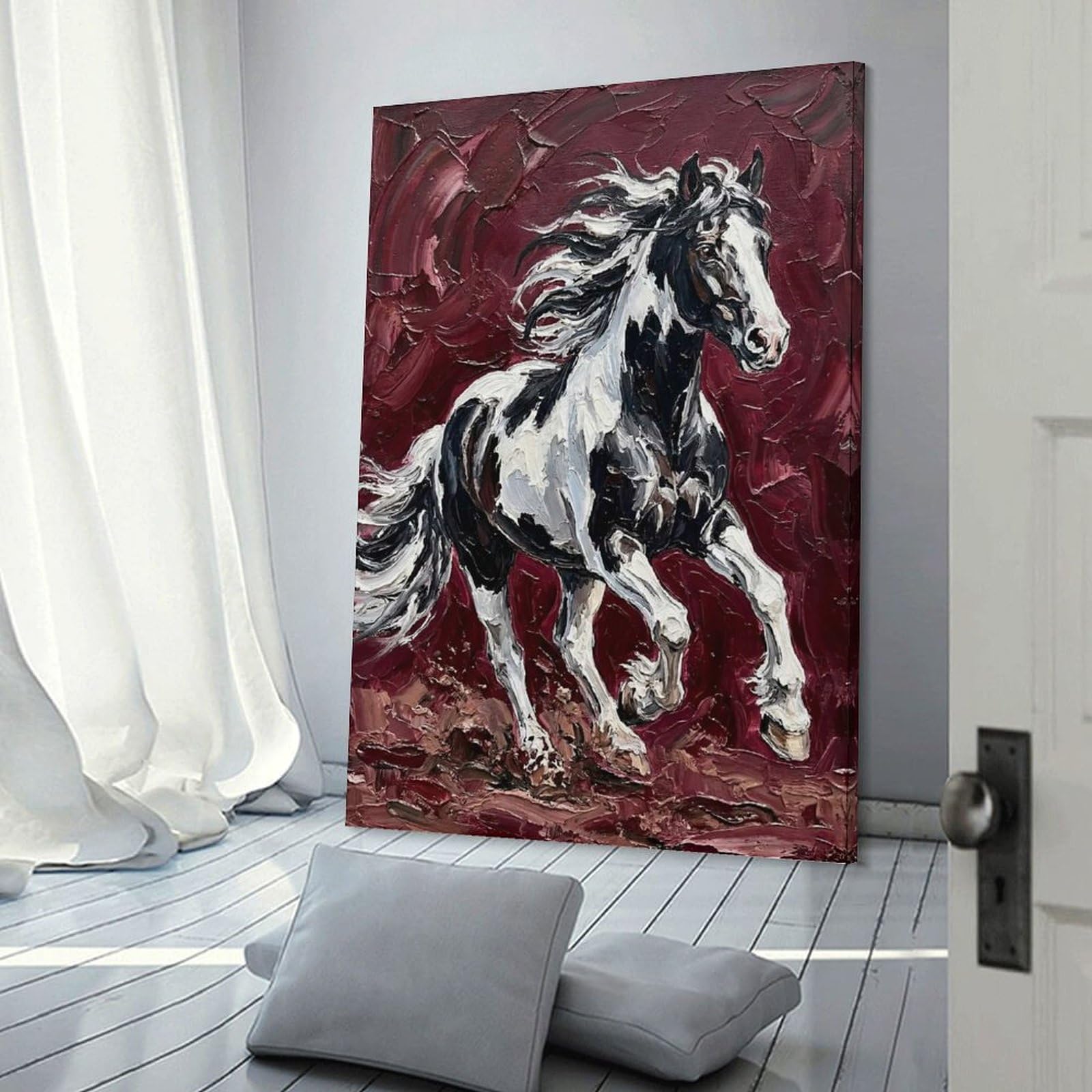Junmoney Galloping Paint Horse Painting Home Decor Wall Art 12x18inch(30x45cm), for Home, Office, Studio Or Guest Room, Canvas Wall Art That Fits Changing Layouts