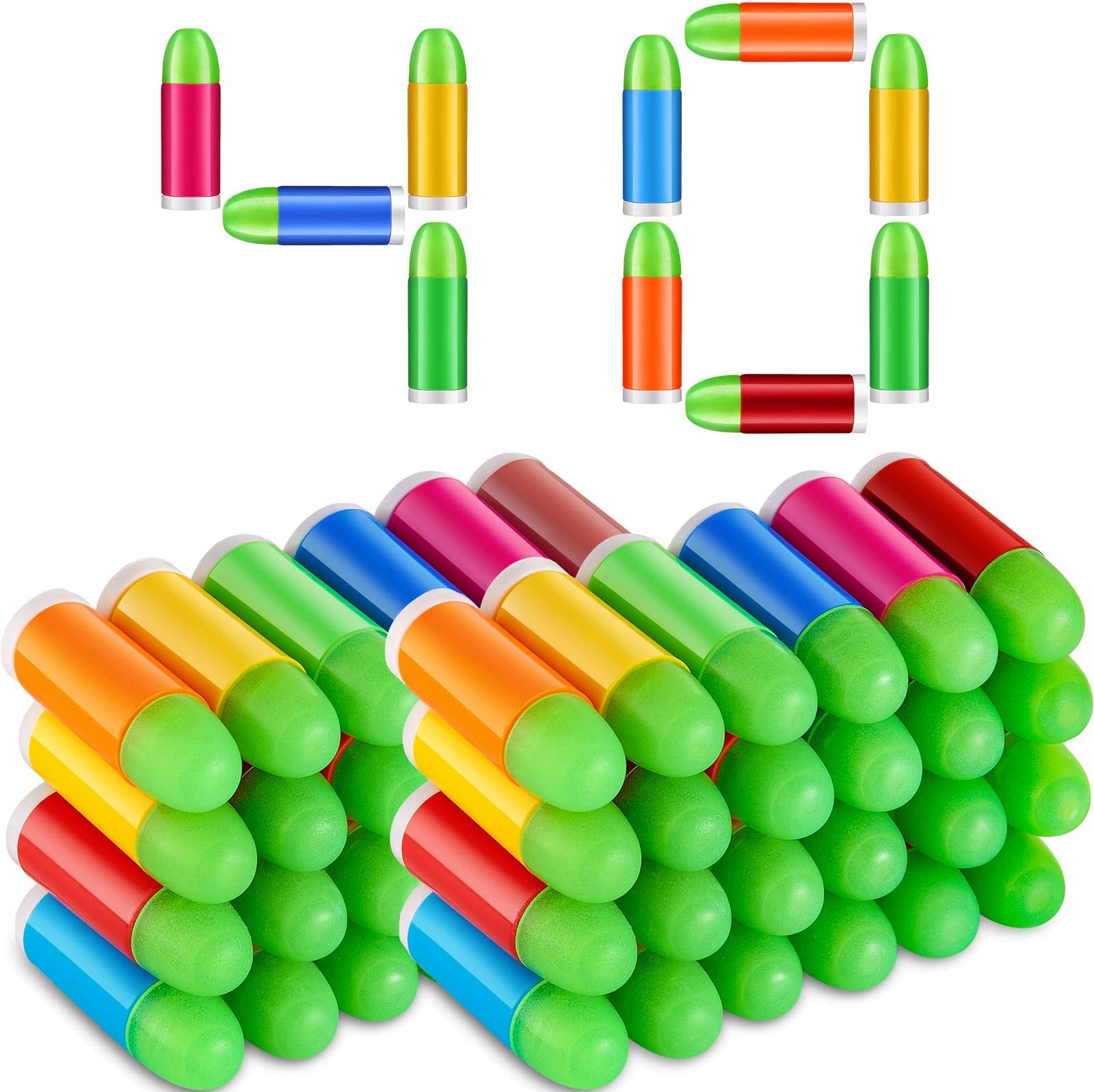 Skylety 40 Pieces Toy Gun Bullets Mixed Color Rubber Bullets Glow in The Dark Rubber Compatible with M1911 C96 and 45 ACP Toy Replacement