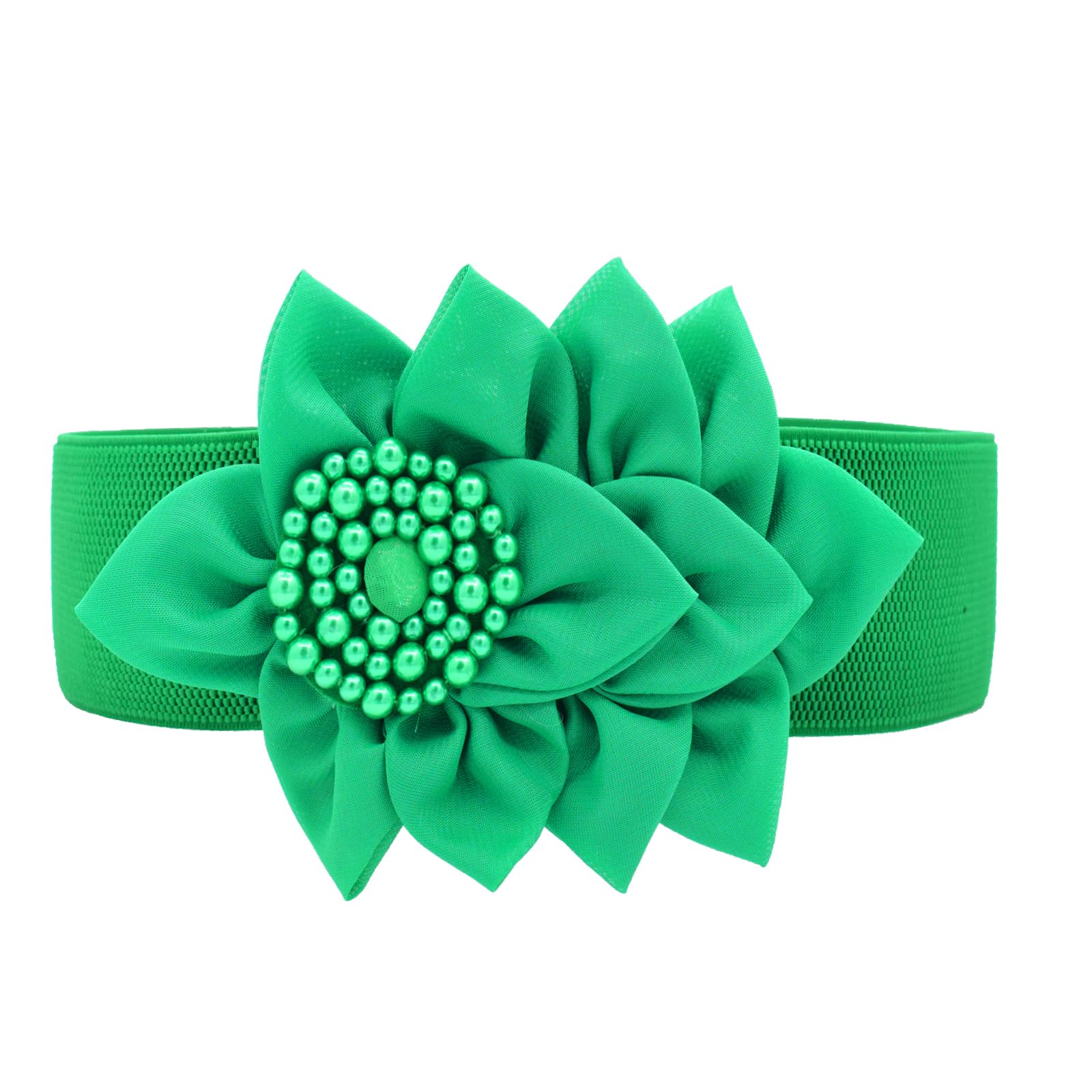 TeeYee Damen Elastisch Taillengürtel Große Blumen Decor Boho