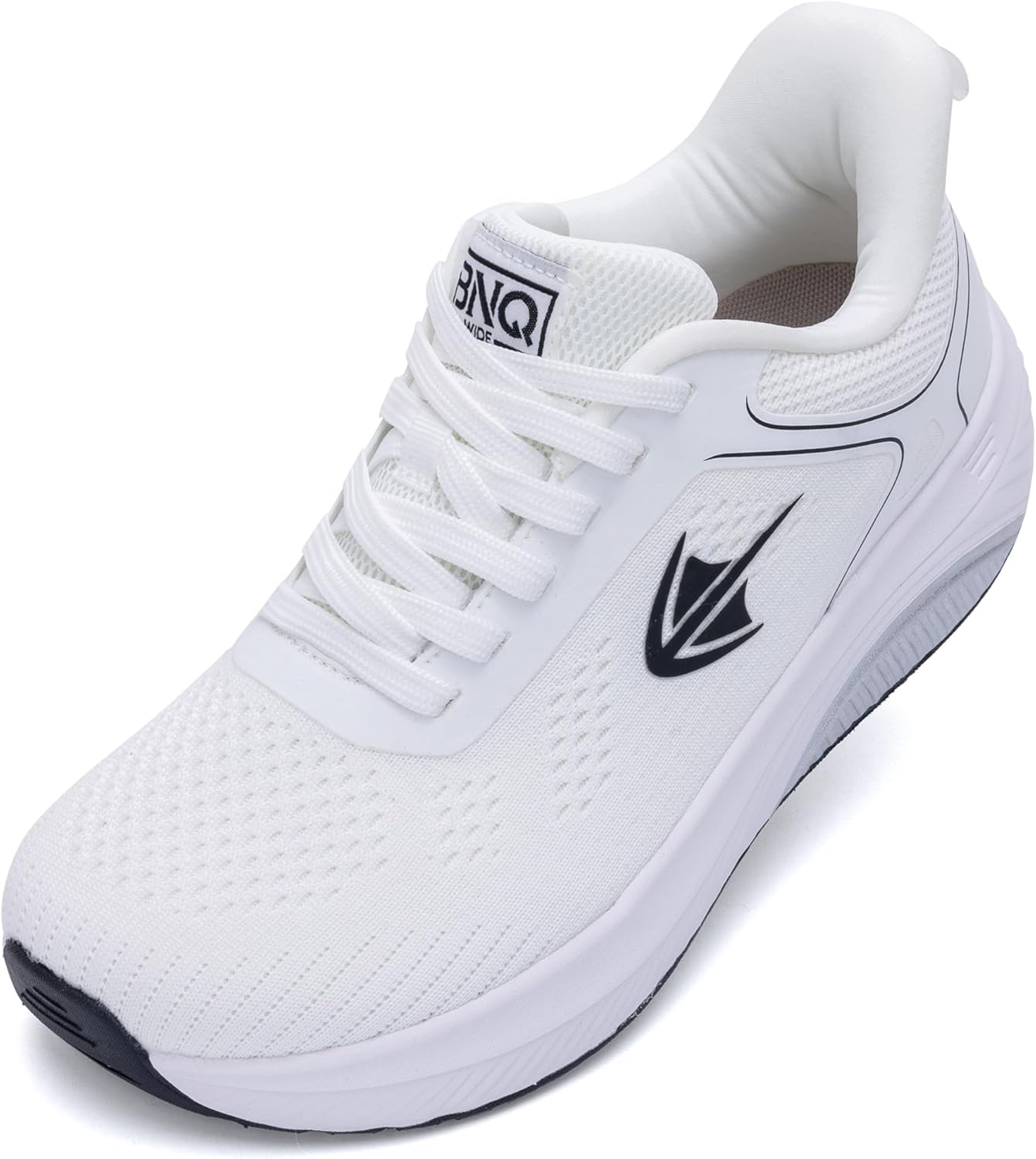 AOV Womens Wide Toe Box Walking Shoes Arch Support Sneakers for Plantar Fasciitis Lightweight Orthotic Tennis Shoes for Outwork Gym BlackGrey Size 8