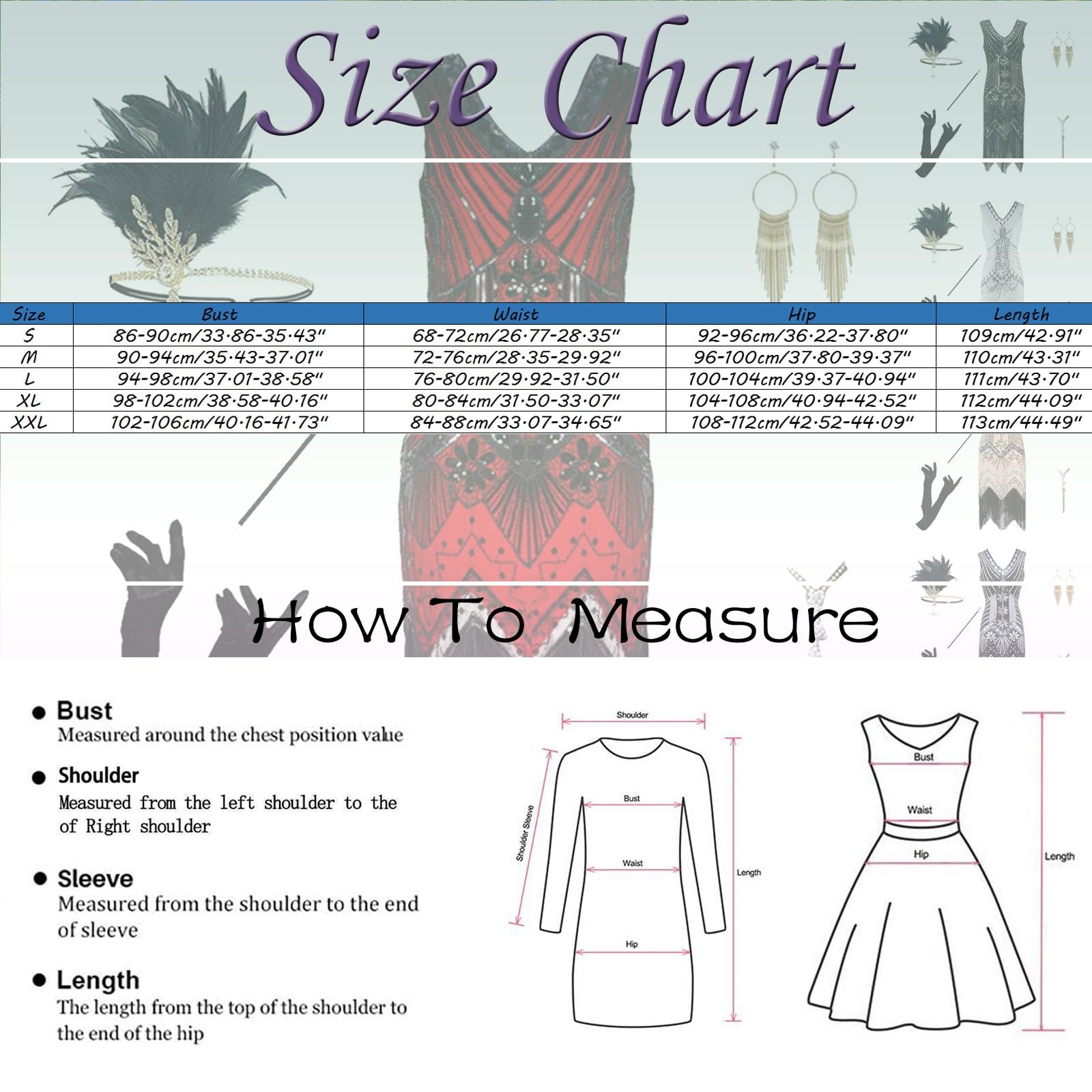 Generisch Costume da donna anni '20, con paillettes, con frange, con scollo a V, senza maniche, per carnevale, alla moda