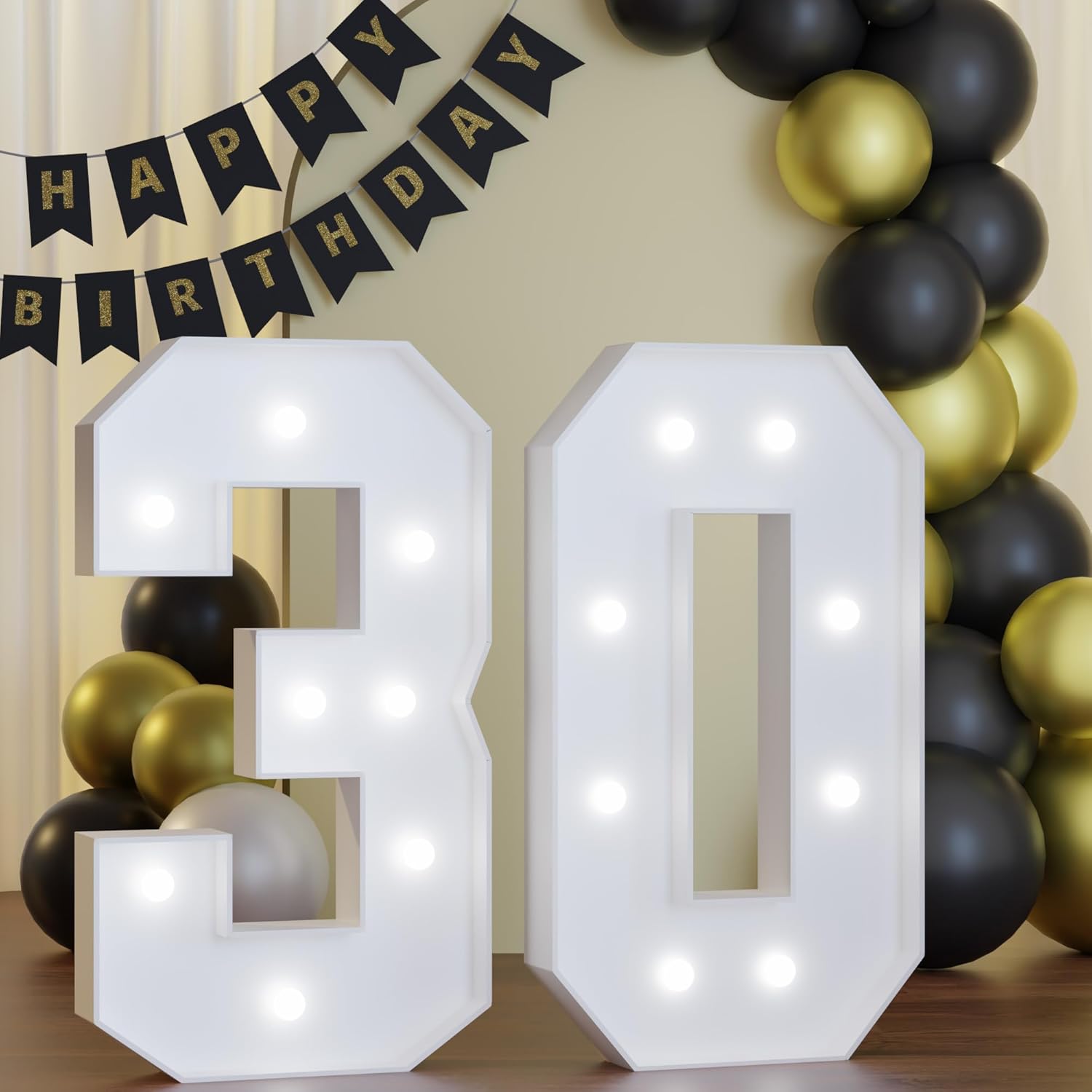 3FT 30 Marquee Numbers, 30 Light up Numbers for Party, 30th Birthday Decorations for Her Him, Big 30 Sign with Light for Anniversary, Birthday Backdrop Decor - Image 6