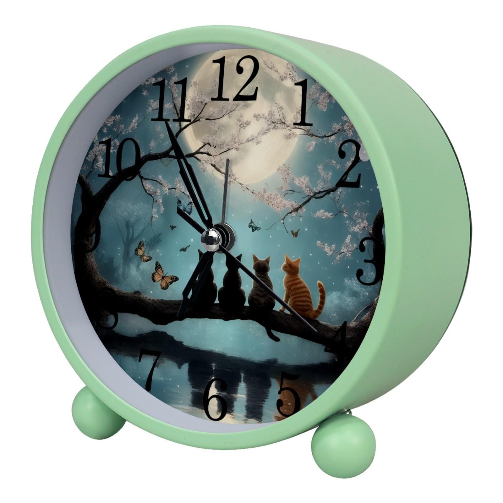 etoenbrc Cats 10.9" Alarm Clock,Small Battery Operated Clocks, Slient Plastic Table Clocks for Living Room Decor,Bedroom,Office