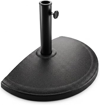 T&Jero 33 lb Half Round Heavy Duty Patio Market Umbrella Base Stand Weight for Outdoor, Black Matte