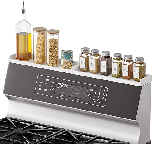 SpaceAid Organizador de estante de cocina para estufa, estante magnético de especias de bambú para estufa del hogar, organización de almacenamiento