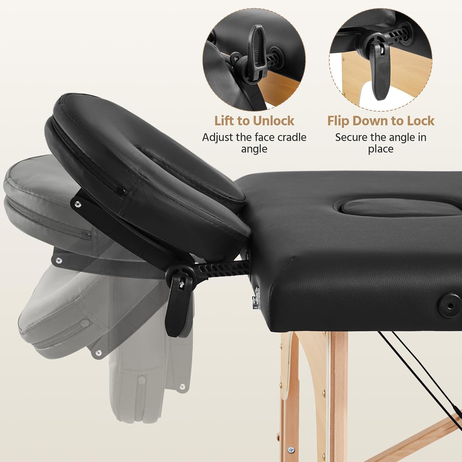 Yaheetech Massage Table Lash Bed Portable Massage Spa Bed Beauty Tattoo Table Adjustable for Eyelash Tech Physical Therapy Couch, Black