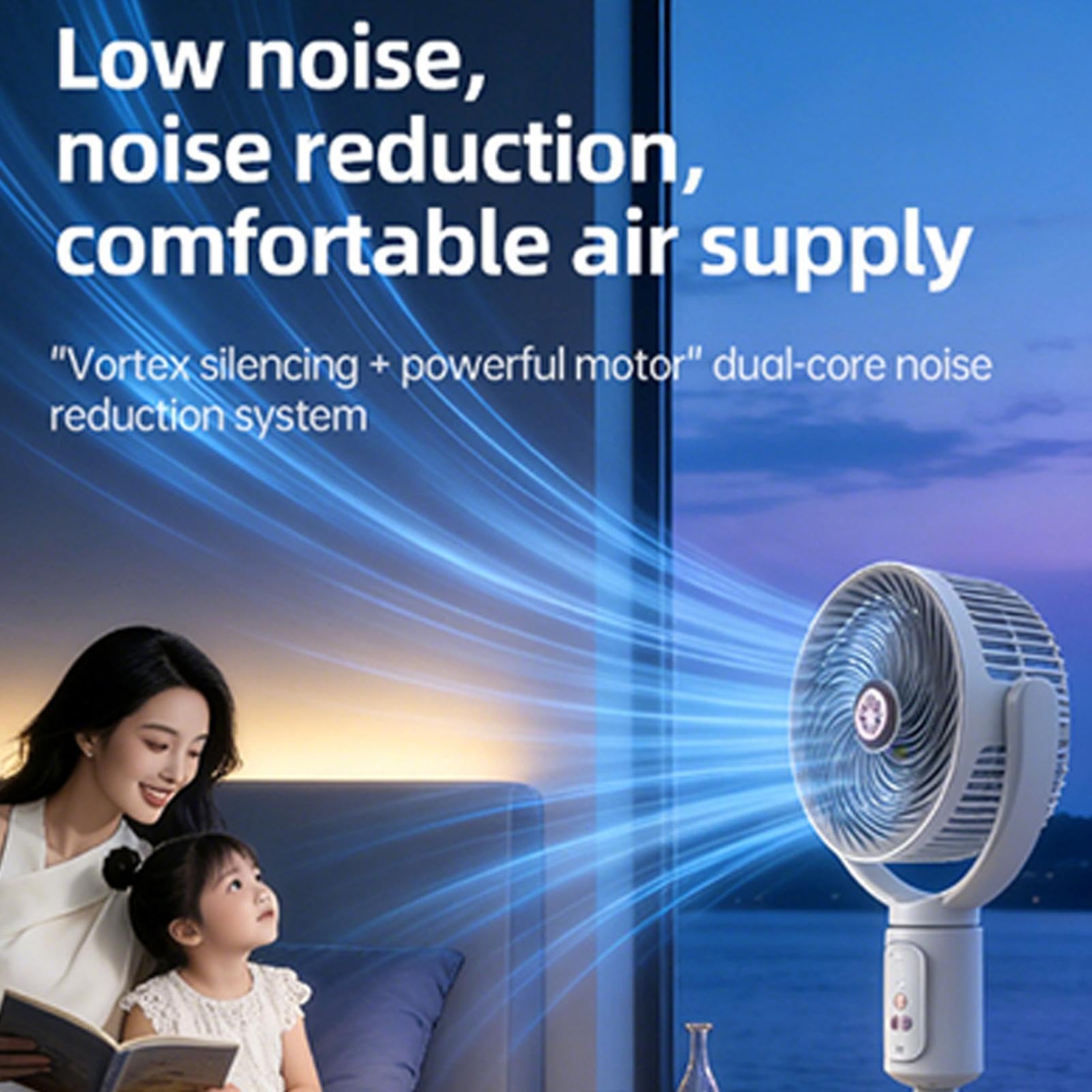 Ventilatore A Piantana Oscillante 5 Velocità Timer 8 Ore Ricaricabile | Ventilatori A Piantana Elettrici Per Cucina Ufficio Domestico Dormitorio Lavoro Studio Sonno Campeggio