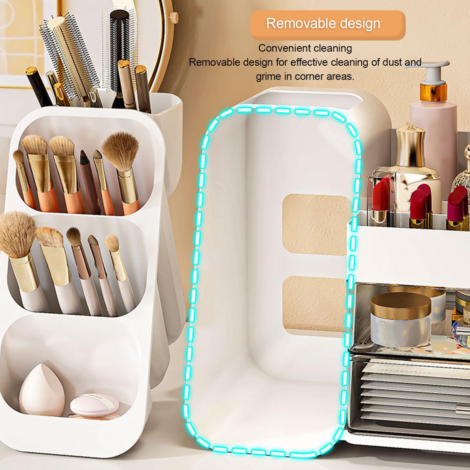 Organizador de Maquillaje, Vitrina de Cosméticos Multicapa de Gran Capacidad con Compartimentos Transparentes para Lápices Labiales, Herramientas de Maquillaje para el Cuidado de