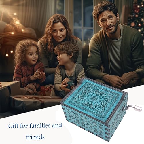 Miniatura 59 de Caja de música de manivela con tema de la película Lalaland, Caja musical de madera tallada, con tema central de la película Marrón