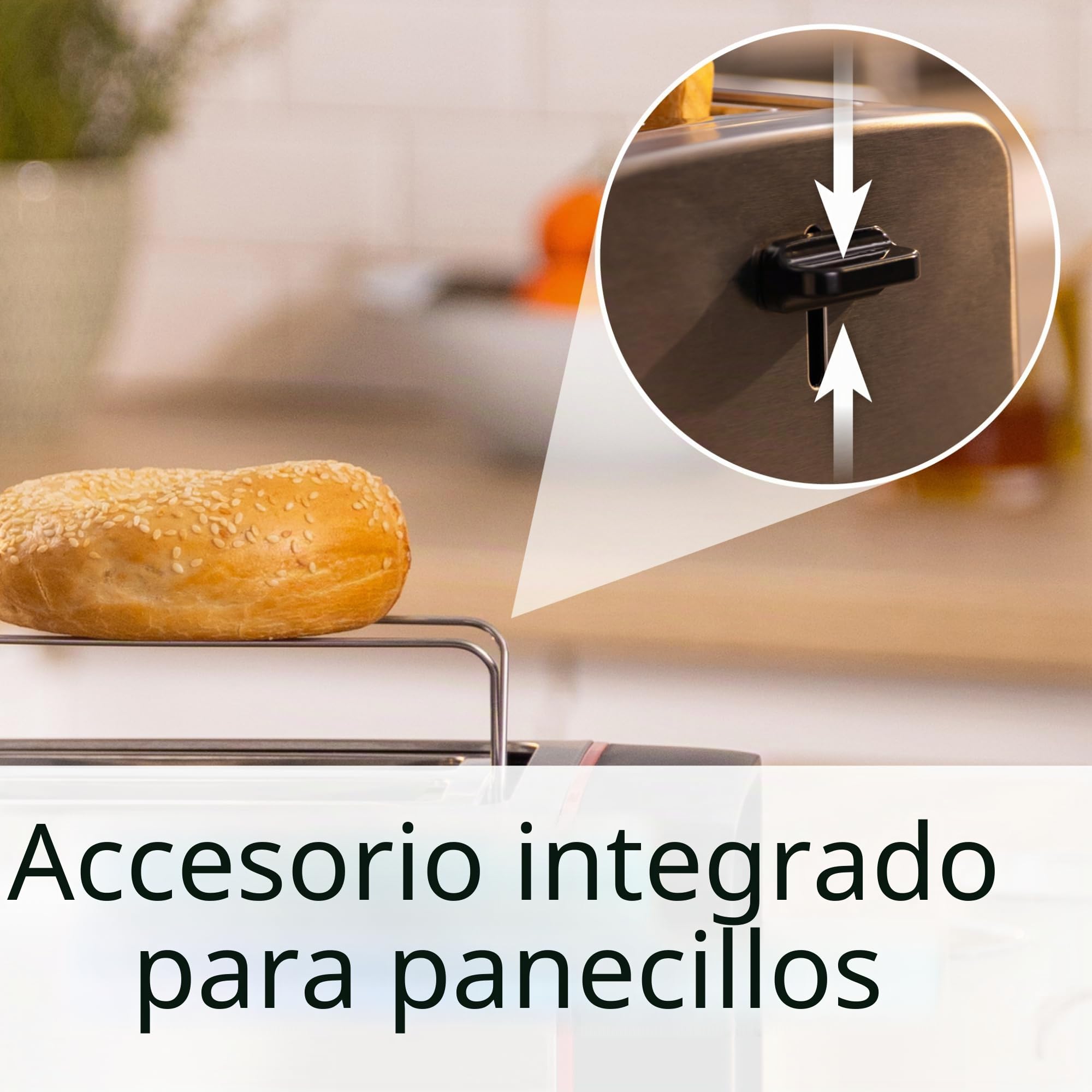 Bosch MyMoment TAT6M420 - Tostadora compacta con rejilla recalentadora plegable extraíble, con función de descongelación, apagado automático, función lift, centrado del pan, ideal para 2