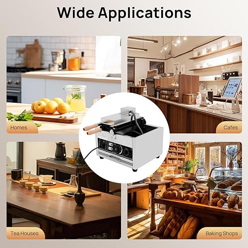 Miniatura 9 de Máquina de hacer gofres eléctrica antiadherente comercial de 3 rebanadas de panal, máquina de hacer gofres eléctrica comercial antiadherente,