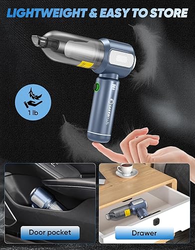 Miniatura 6 de Mini aspiradora, aspiradora inalámbrica para automóvil, 17500 PA de alta succión, aspiradora de mano 3 en 1, aspiradora, soplado, inflado,