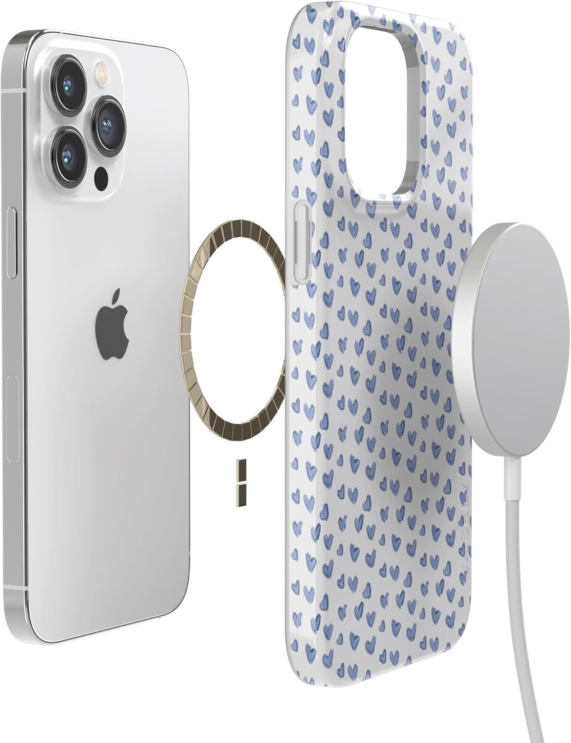 Casely iPhone 14 Pro Max Case | Lovebug | Blue Hearts | Compatible with MagSafe | Classic Ultra Thin Design