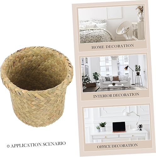Miniatura 8 de Cesta de basura tejida de hierba marina multifunción para diseño elegante compacto y ligero cubo de basura decoración de habitación