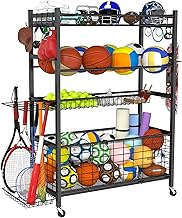 Autotallin urheilulaitteiden j&auml;rjest&auml;j&auml;, pallovarastoteline, urheiluvarusteiden ja -lelujen autotallin j&auml;rjest&auml;j&auml;, py&ouml;reill&auml; varustettu valssauspallok&auml;rry sis&auml;-/ulkok&auml;ytt&ouml;&ouml;n